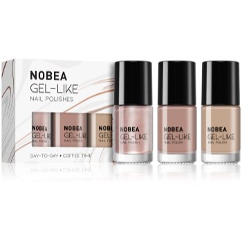 NOBEA Day-to-Day 3-Piece Gel-like Nail Polish set set de lacuri de unghii Coffee Time - imagine 2